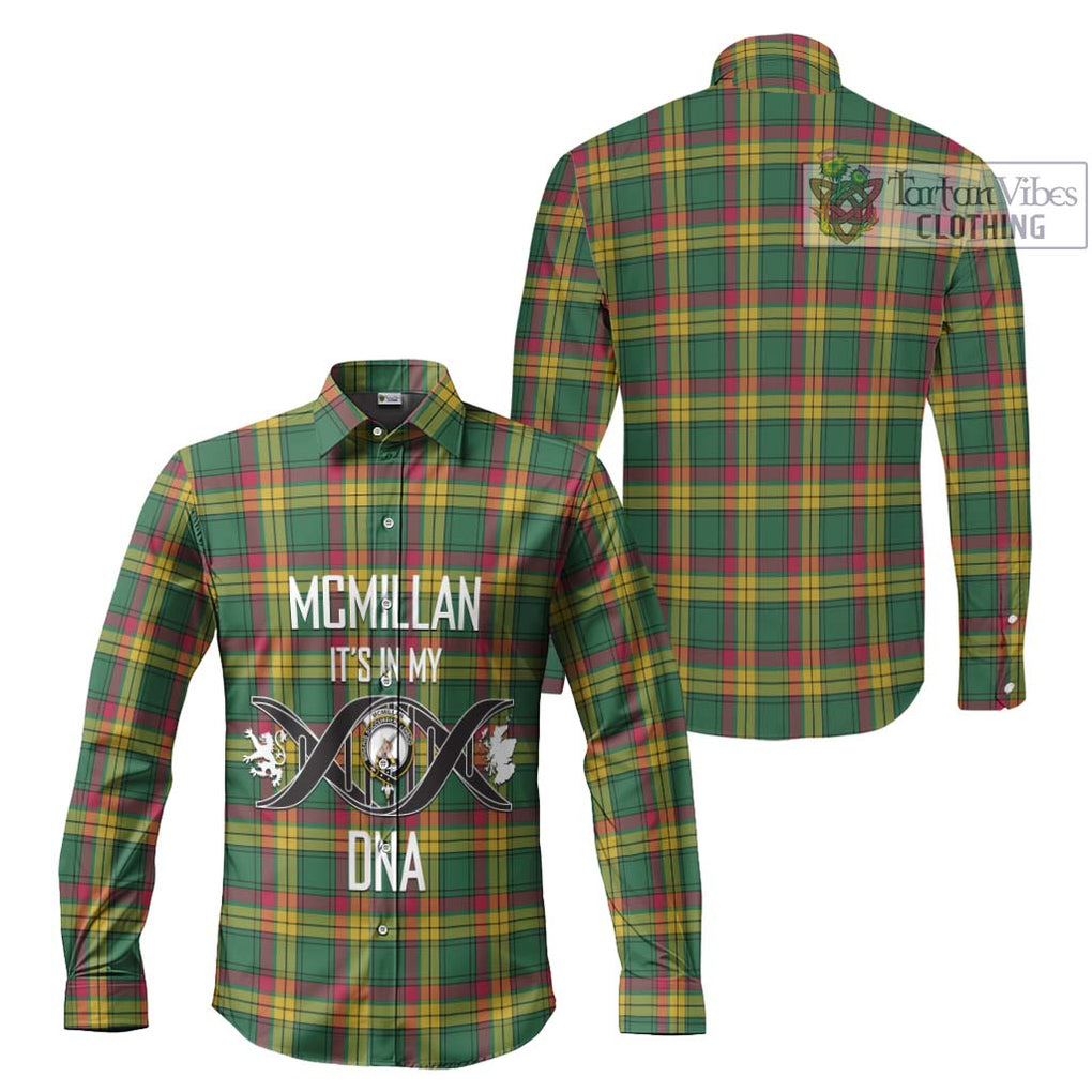 McMillan Old Ancient Tartan Long Sleeve Button Shirt with Family Crest DNA In Me Style Men's Shirt - Tartanvibesclothing Shop