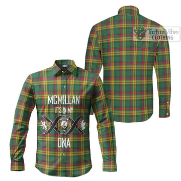 McMillan Old Ancient Tartan Long Sleeve Button Shirt with Family Crest DNA In Me Style Men's Shirt - Tartanvibesclothing Shop