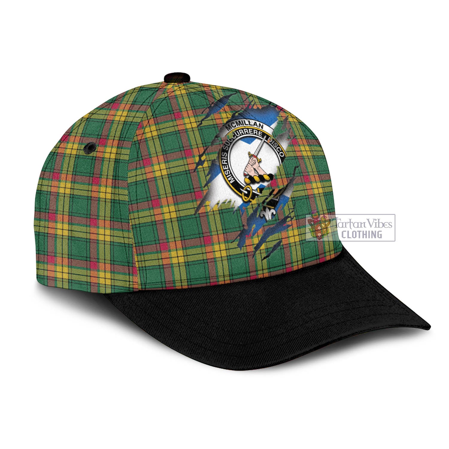 Tartan Vibes Clothing McMillan Old Ancient Tartan Classic Cap with Family Crest In Me Style
