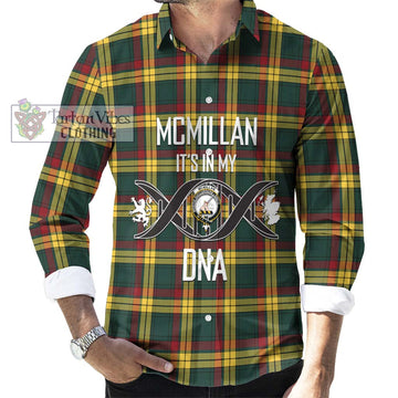 McMillan Old Modern Tartan Long Sleeve Button Shirt with Family Crest DNA In Me Style Men's Shirt S - Tartanvibesclothing Shop