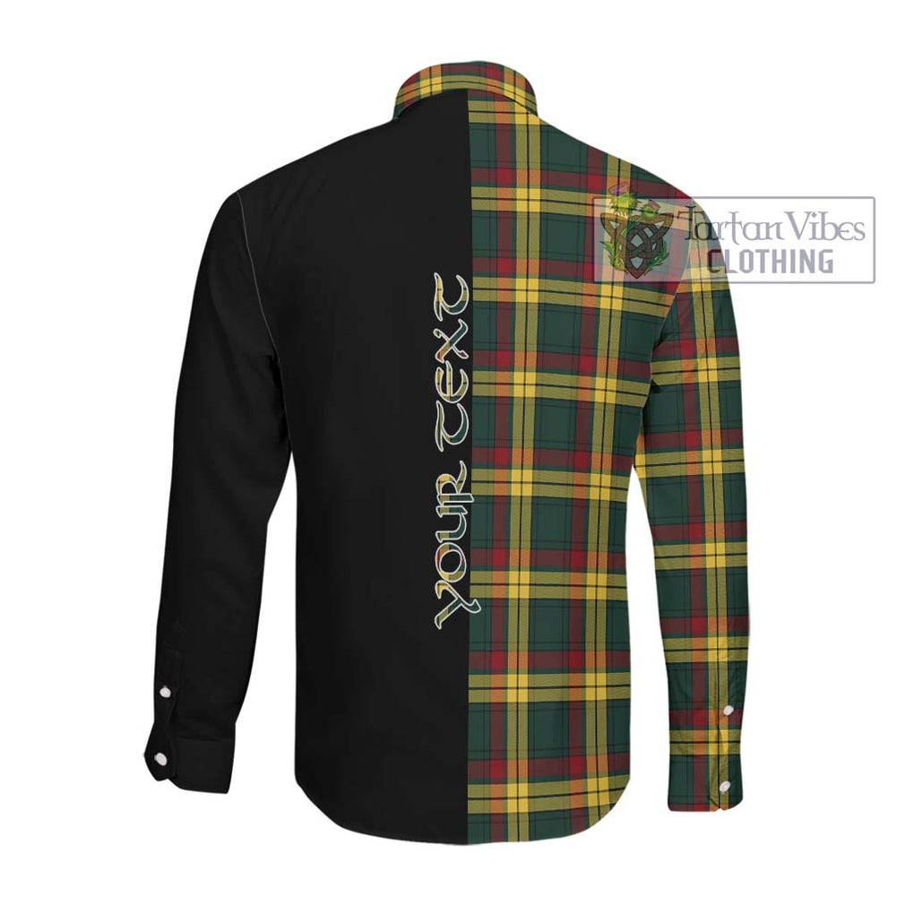 McMillan Old Modern Tartan Long Sleeve Button Shirt with Family Crest and Half Of Me Style Men's Shirt - Tartanvibesclothing Shop