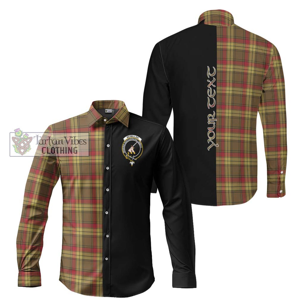 McMillan Old Weathered Tartan Long Sleeve Button Shirt with Family Crest and Half Of Me Style Men's Shirt S - Tartanvibesclothing Shop