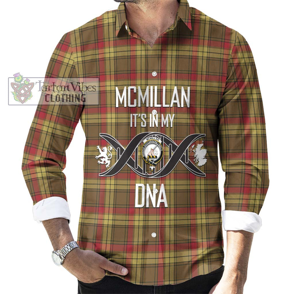 McMillan Old Weathered Tartan Long Sleeve Button Shirt with Family Crest DNA In Me Style Men's Shirt S - Tartanvibesclothing Shop
