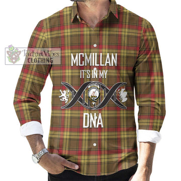McMillan Old Weathered Tartan Long Sleeve Button Shirt with Family Crest DNA In Me Style Men's Shirt S - Tartanvibesclothing Shop
