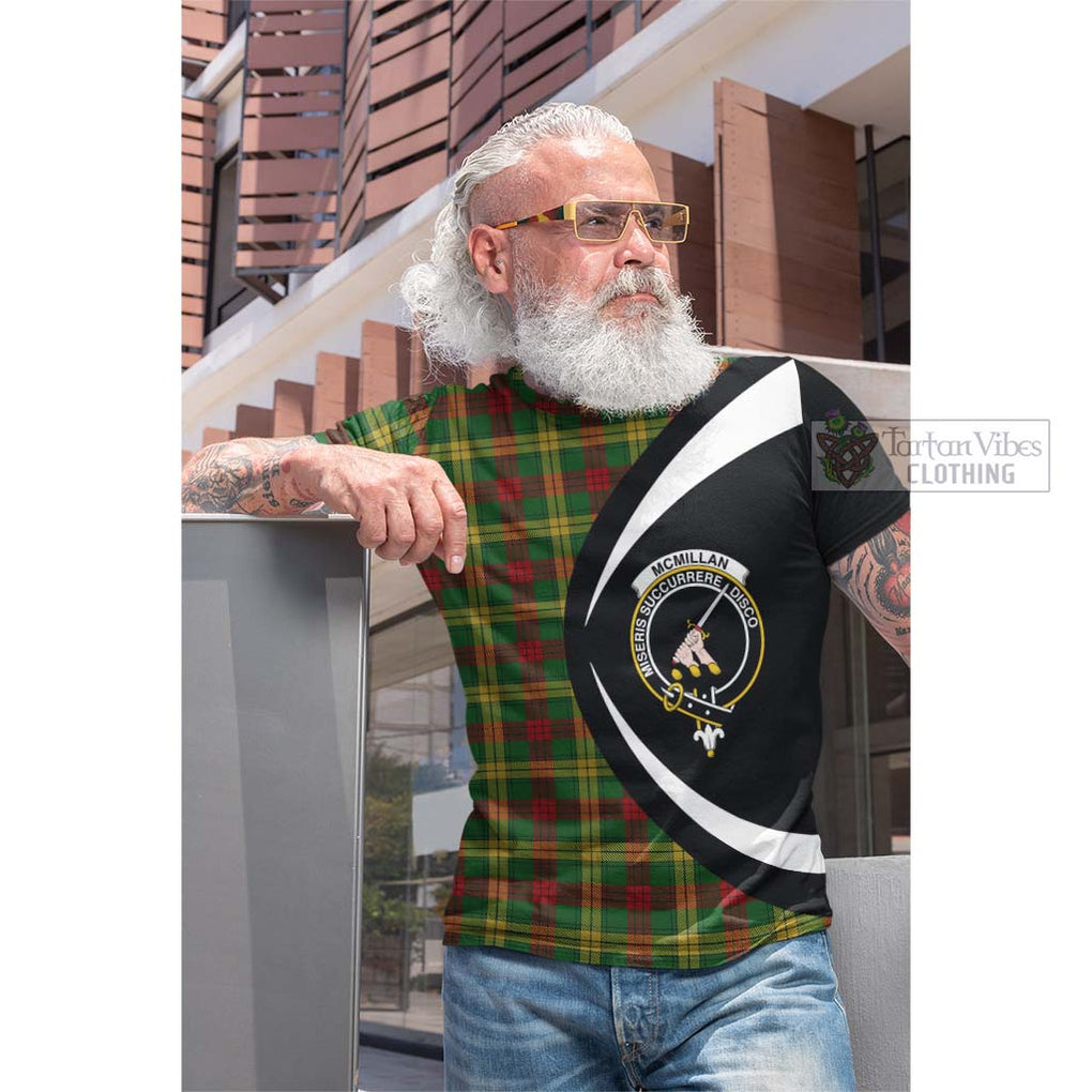 Tartan Vibes Clothing McMillan Society of Glasgow Tartan Cotton T-shirt with Family Crest Circle Style