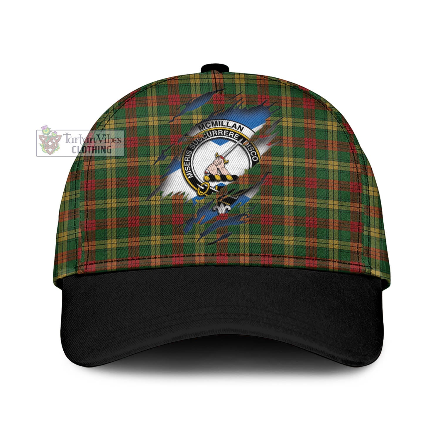 Tartan Vibes Clothing McMillan Society of Glasgow Tartan Classic Cap with Family Crest In Me Style