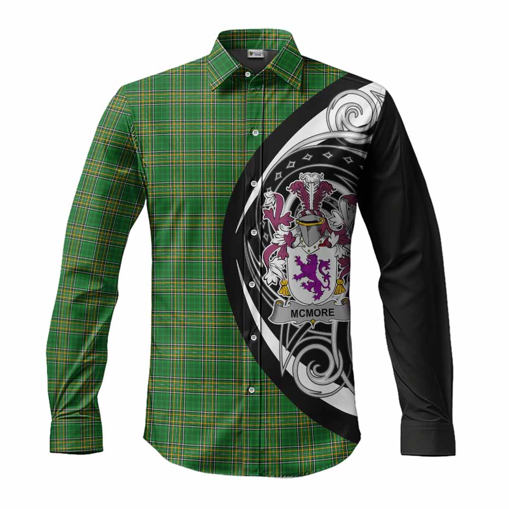 Tartan Vibes Clothing McMore Irish Clan Long Sleeve Button Shirt Celtic Circle Style