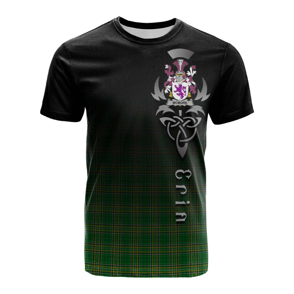 Tartan Vibes Clothing McMore Irish Clan Cotton T-shirt with Coat of Arms Erin Go Bragh Celtic Inspired