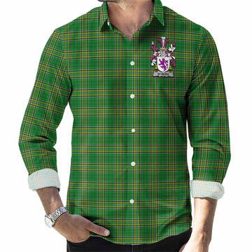 McMore Irish Clan Tartan Long Sleeve Button Up with Coat of Arms Men's Shirt - Tartan Vibes Clothing