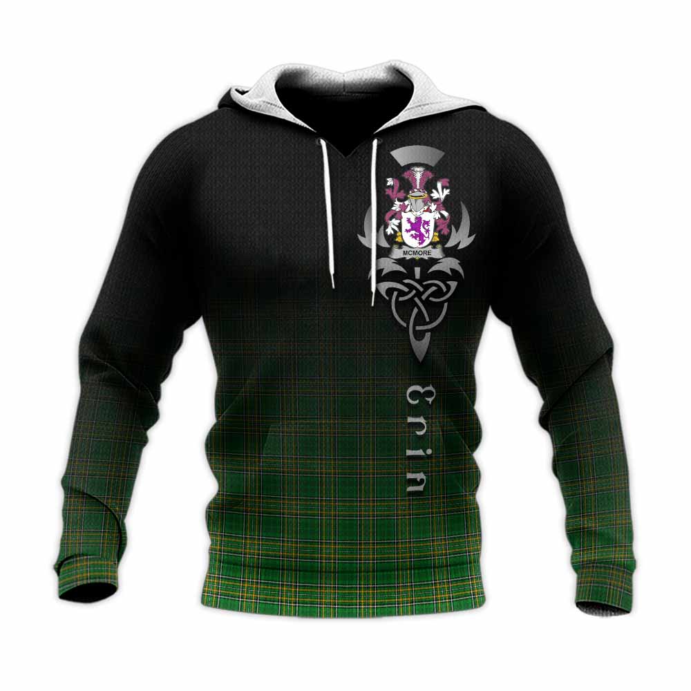 Tartan Vibes Clothing McMore Irish Clan Knitted Hoodie with Coat of Arms Erin Go Bragh Celtic Inspired
