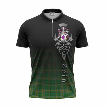 McMore Irish Clan Zipper Polo Shirt with Coat of Arms Erin Go Bragh Celtic Inspired Unisex - Tartan Vibes Clothing