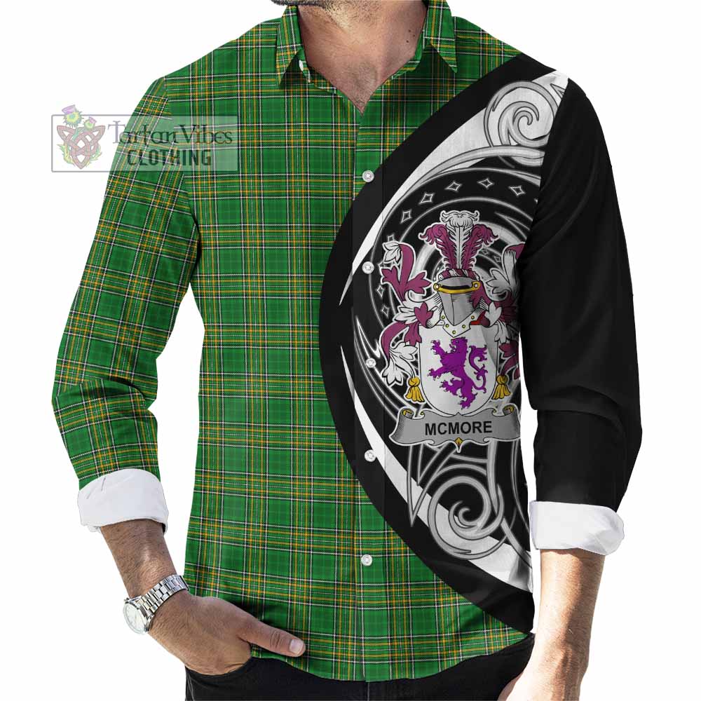 Tartan Vibes Clothing McMore Irish Clan Long Sleeve Button Shirt Celtic Circle Style