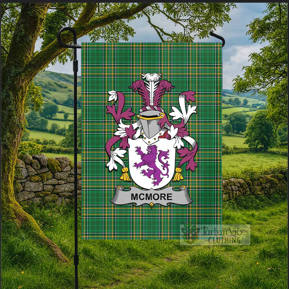 McMore Irish Clan Tartan Flag with Coat of Arms