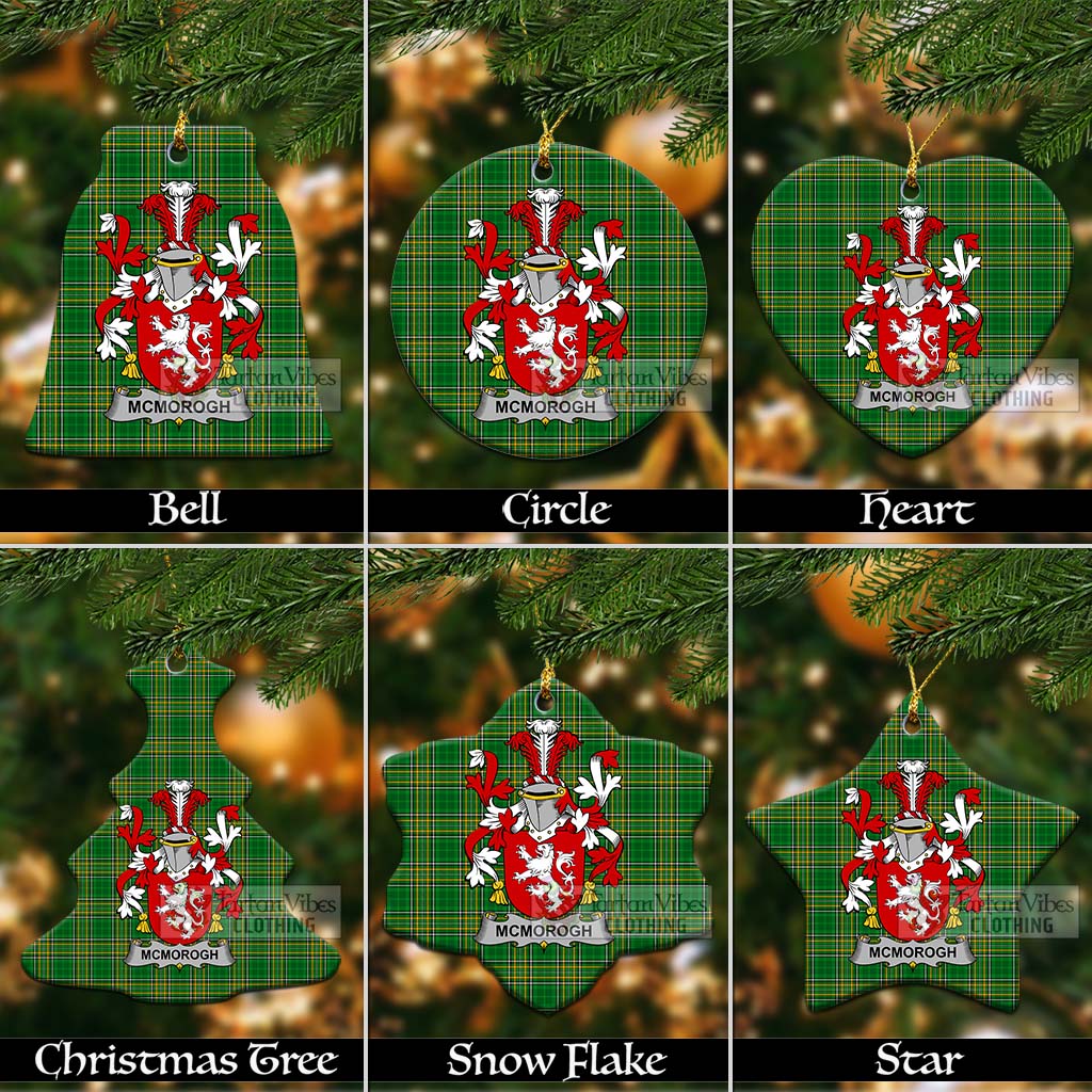 Tartan Vibes Clothing McMorogh Irish Clan Tartan Christmas Ceramic Ornament with Coat of Arms