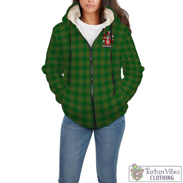 McMorogh Irish Clan Tartan Sherpa Hoodie with Coat of Arms - Tartan Vibes Clothing