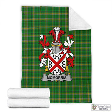 Tartan Vibes Clothing McMorris Irish Clan Tartan Blanket with Coat of Arms