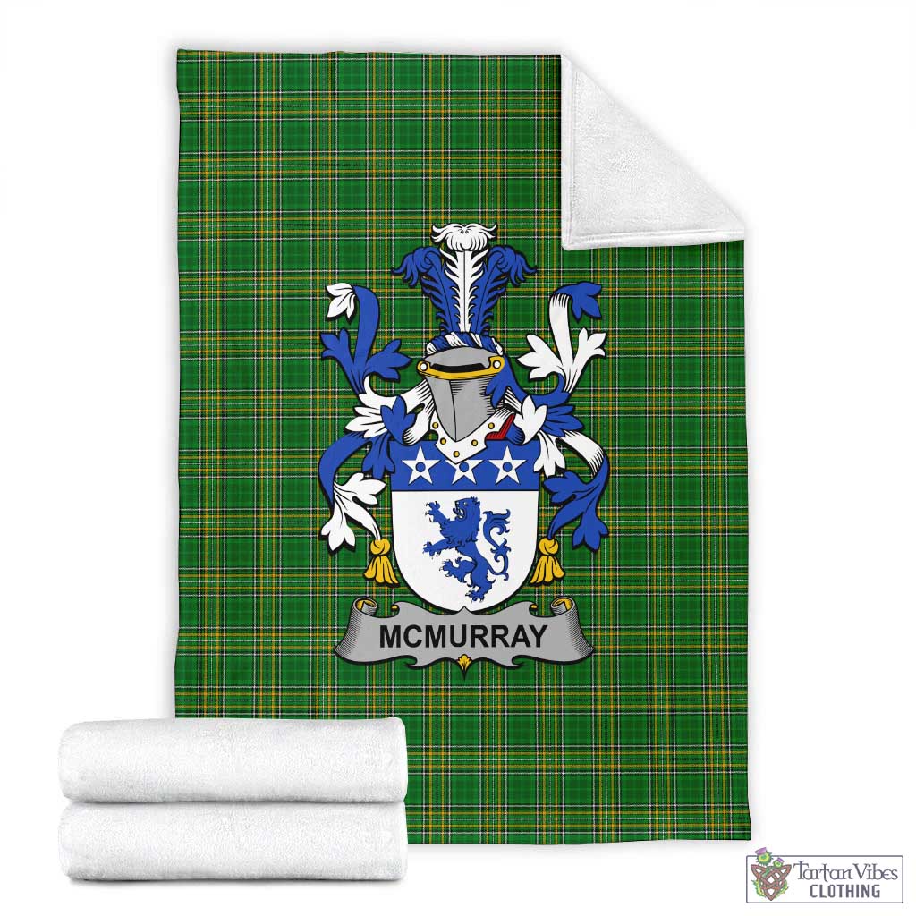 Tartan Vibes Clothing McMurray Irish Clan Tartan Blanket with Coat of Arms