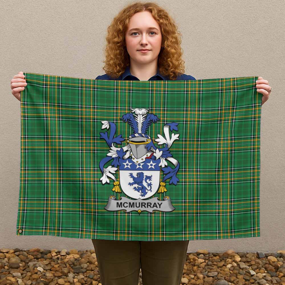 Tartan Vibes Clothing McMurray Irish Clan Tartan House Flag with Coat of Arms