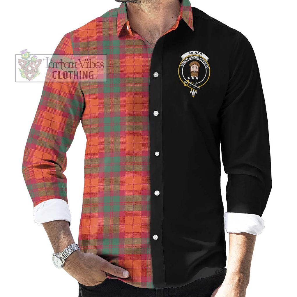 McNab Ancient Tartan Long Sleeve Button Shirt with Family Crest and Half Of Me Style - Tartanvibesclothing Shop
