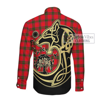 McNab Modern Tartan Long Sleeve Button Shirt with Family Crest Celtic Wolf Style Men's Shirt - Tartan Vibes Clothing