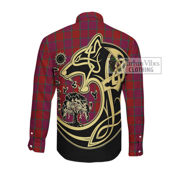 McNab Old Tartan Long Sleeve Button Shirt with Family Crest Celtic Wolf Style Men's Shirt - Tartan Vibes Clothing
