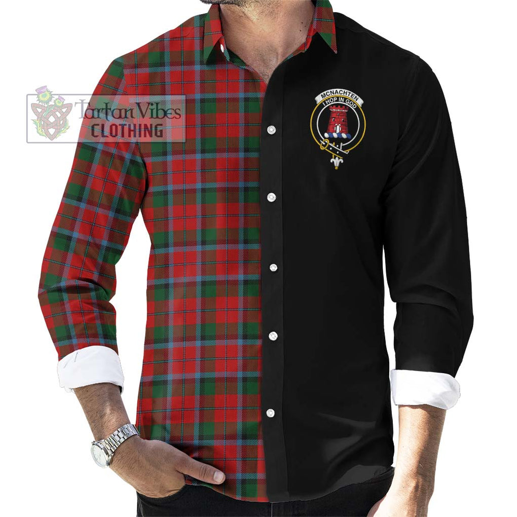 McNachten Tartan Long Sleeve Button Shirt with Family Crest and Half Of Me Style - Tartanvibesclothing Shop