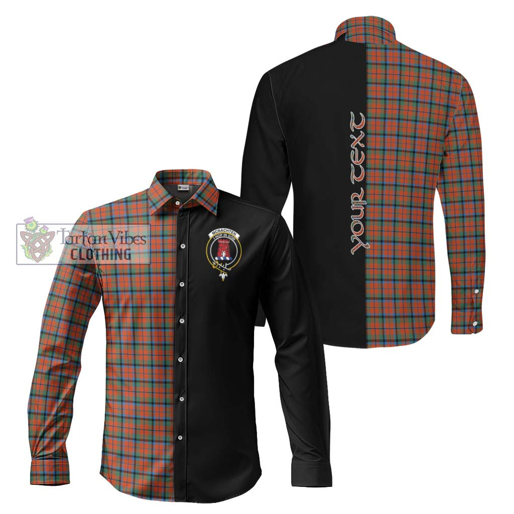 McNachten Ancient Tartan Long Sleeve Button Shirt with Family Crest and Half Of Me Style Men's Shirt S - Tartanvibesclothing Shop