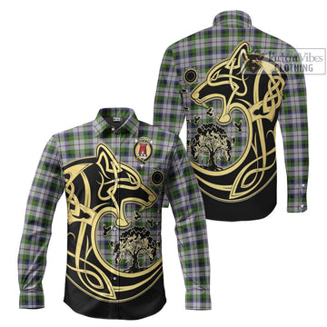 McNachten Dress Tartan Long Sleeve Button Shirt with Family Crest Celtic Wolf Style Men's Shirt S - Tartan Vibes Clothing