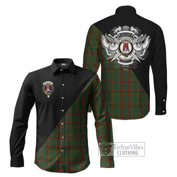 McNachten Hunting Tartan Long Sleeve Button Shirt with Family Crest and Military Logo Style Men's Shirt S - Tartanvibesclothing Shop