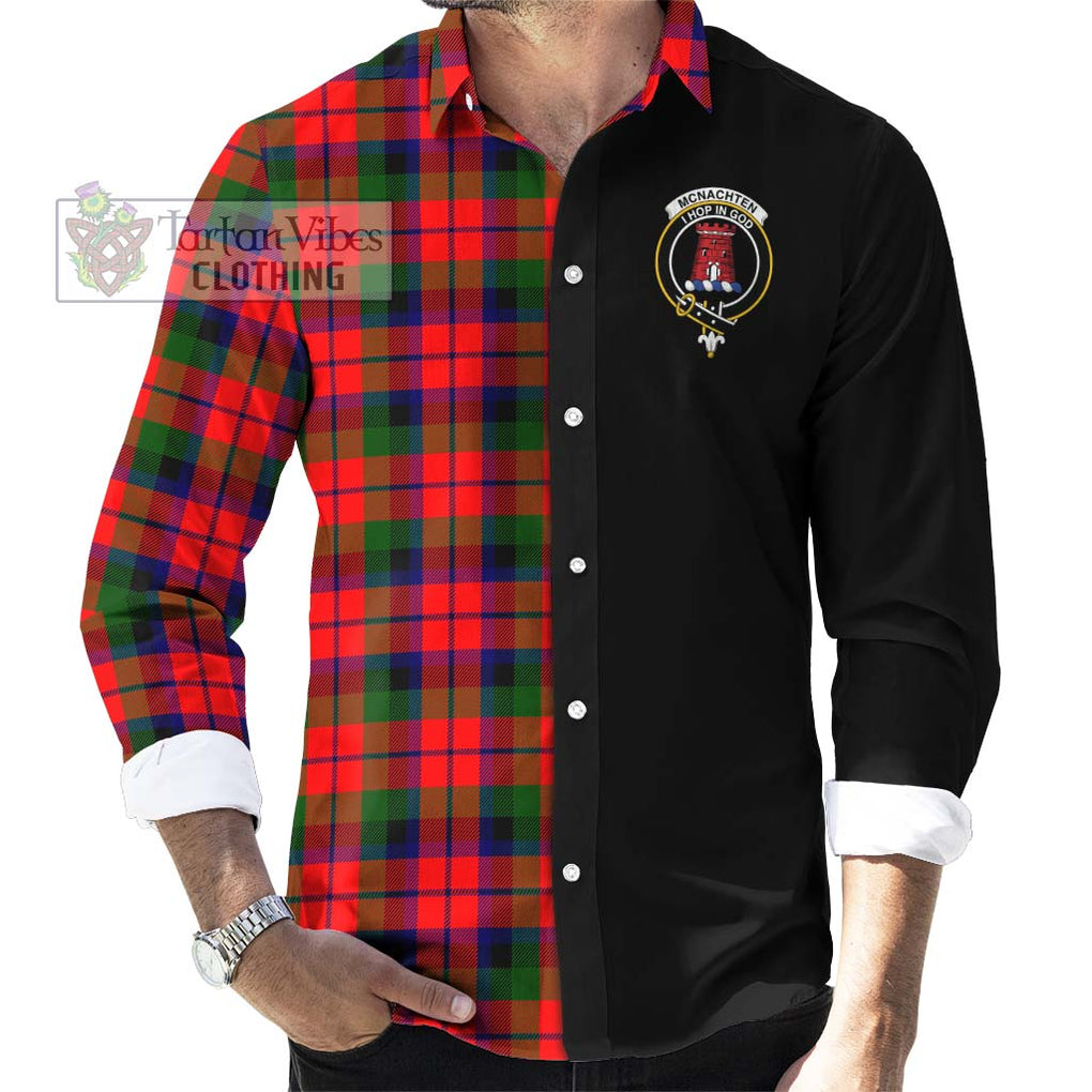 McNachten Modern Tartan Long Sleeve Button Shirt with Family Crest and Half Of Me Style - Tartanvibesclothing Shop
