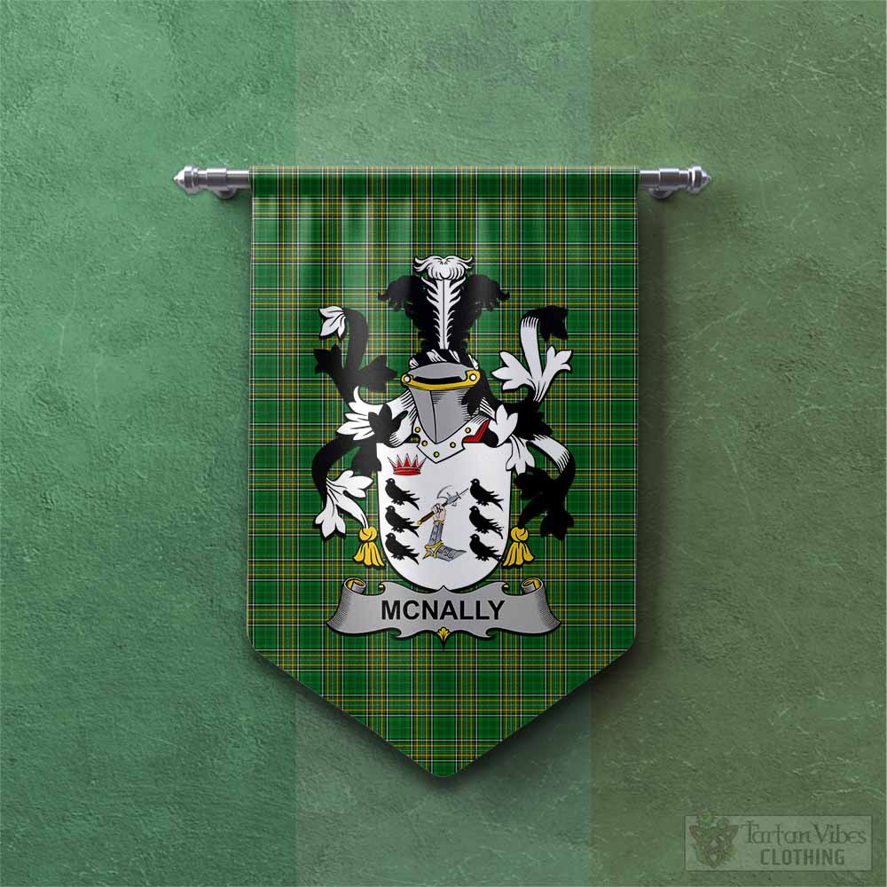 Tartan Vibes Clothing McNally Irish Clan Tartan Gonfalon, Tartan Banner with Coat of Arms