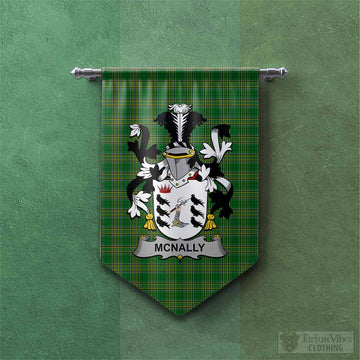 McNally Irish Clan Tartan Gonfalon, Tartan Banner with Coat of Arms