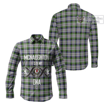 McNaughton Dress Tartan Long Sleeve Button Shirt with Family Crest DNA In Me Style Men's Shirt - Tartanvibesclothing Shop