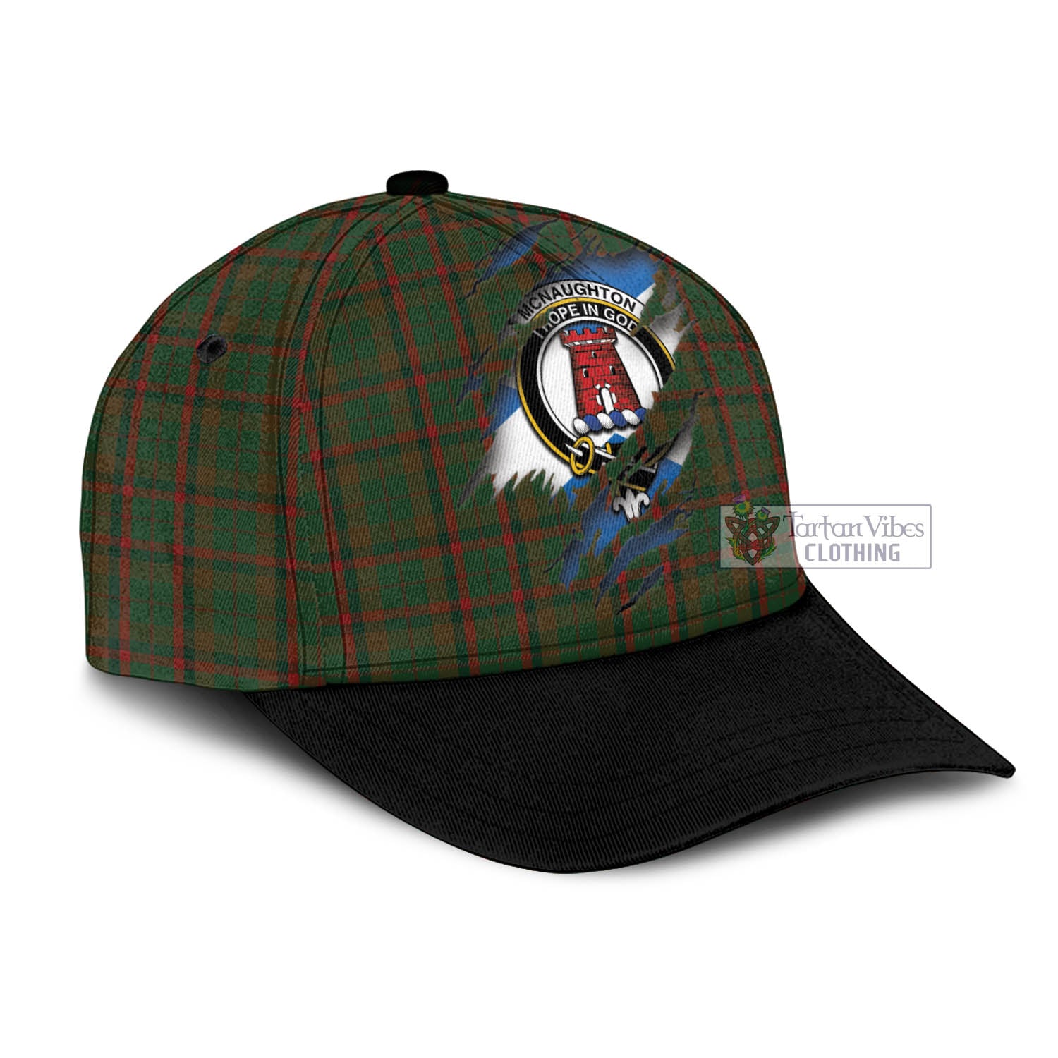 Tartan Vibes Clothing McNaughton Hunting Tartan Classic Cap with Family Crest In Me Style