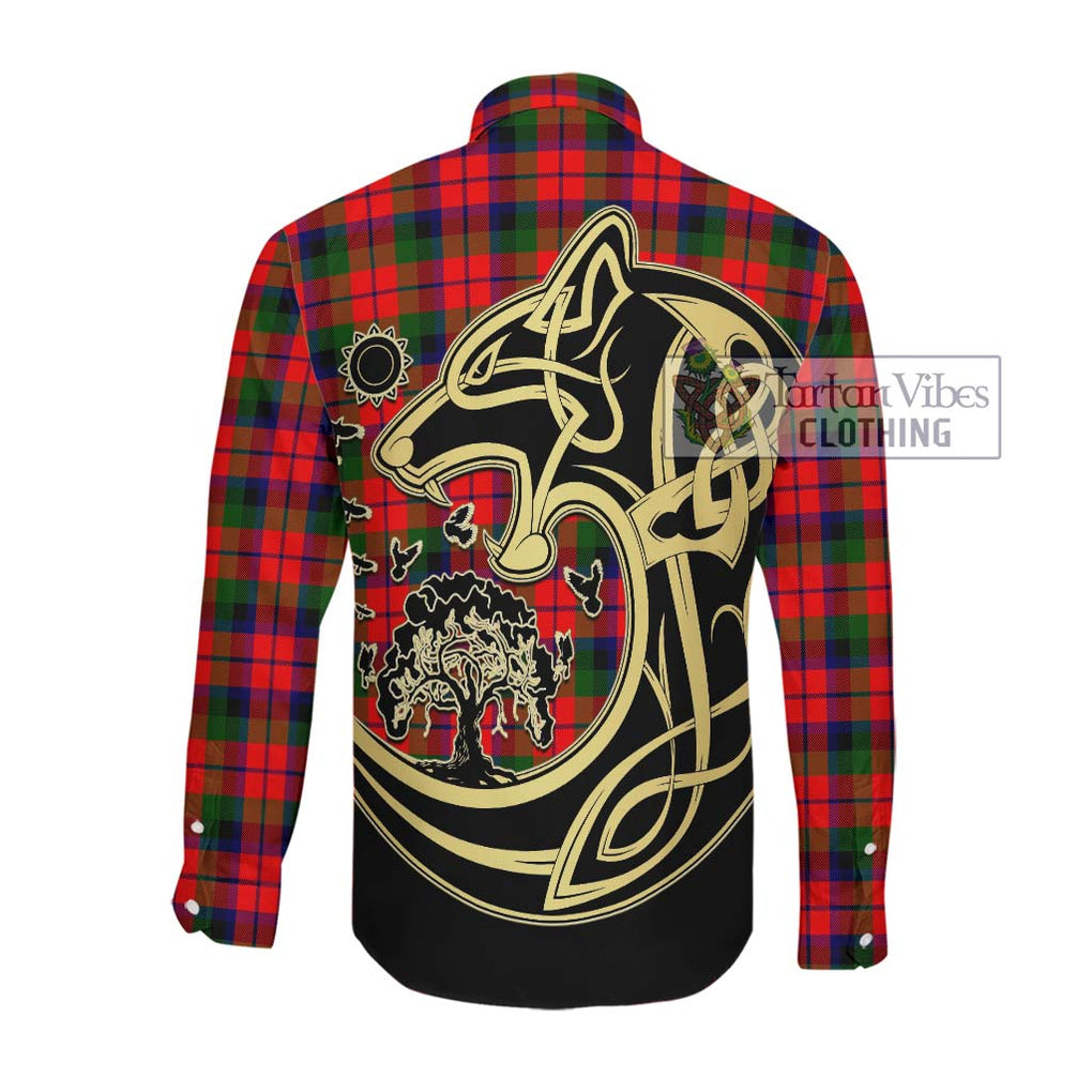 McNaughton Modern Tartan Long Sleeve Button Shirt with Family Crest Celtic Wolf Style Men's Shirt - Tartan Vibes Clothing