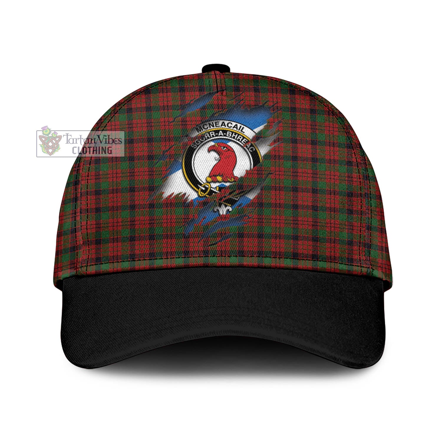 Tartan Vibes Clothing McNeacail Tartan Classic Cap with Family Crest In Me Style