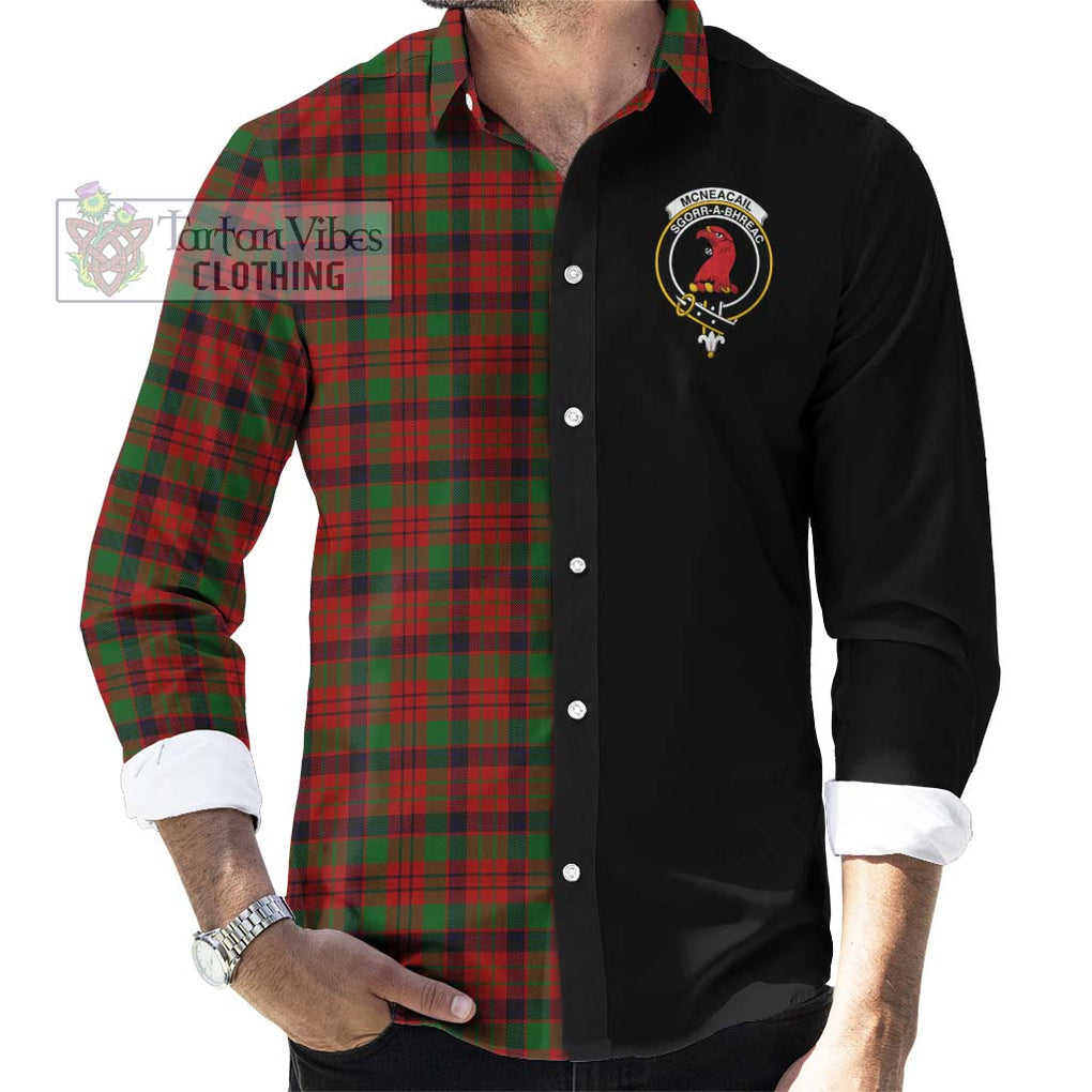 McNeacail Tartan Long Sleeve Button Shirt with Family Crest and Half Of Me Style - Tartanvibesclothing Shop