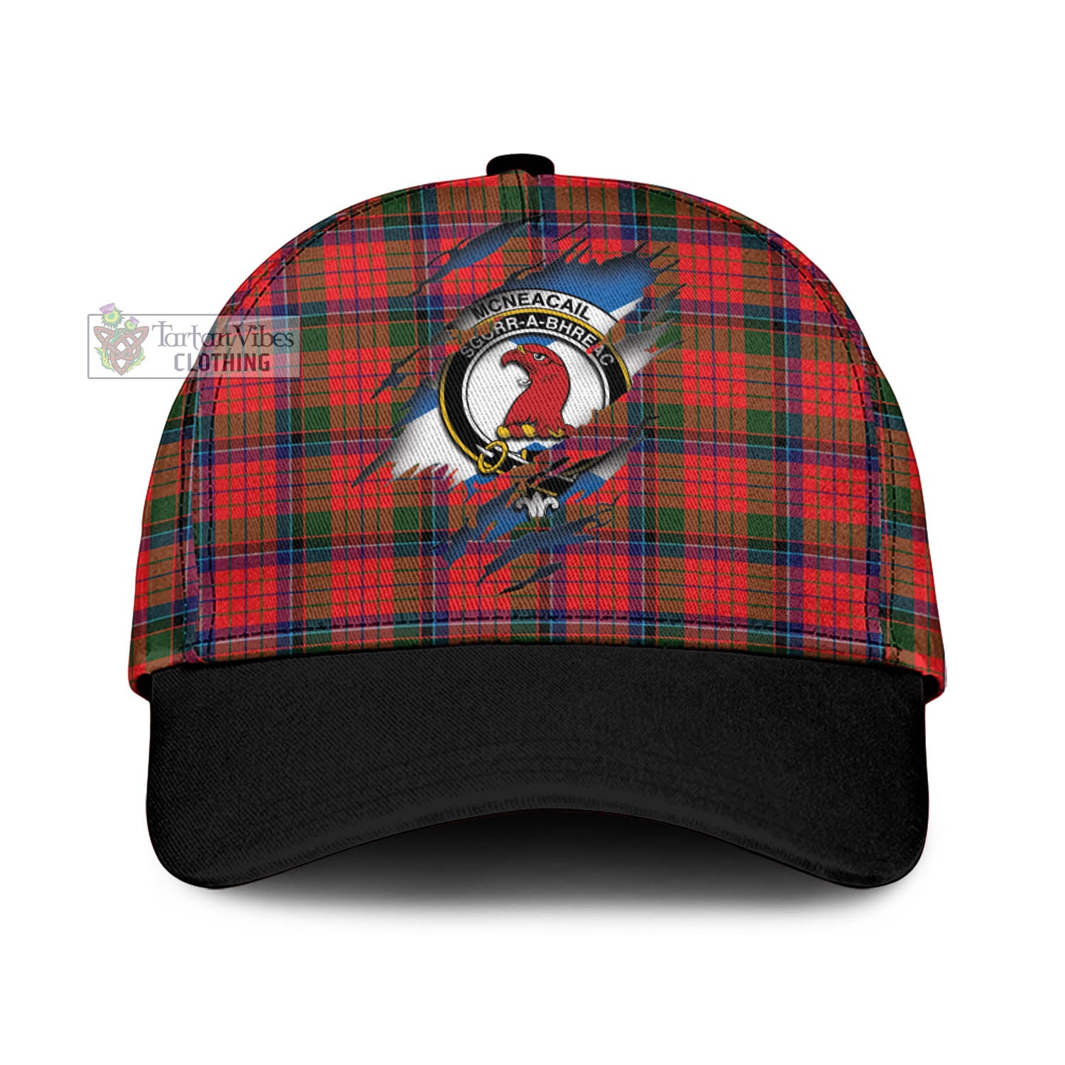 Tartan Vibes Clothing McNeacail of Scorrybreac Tartan Classic Cap with Family Crest In Me Style