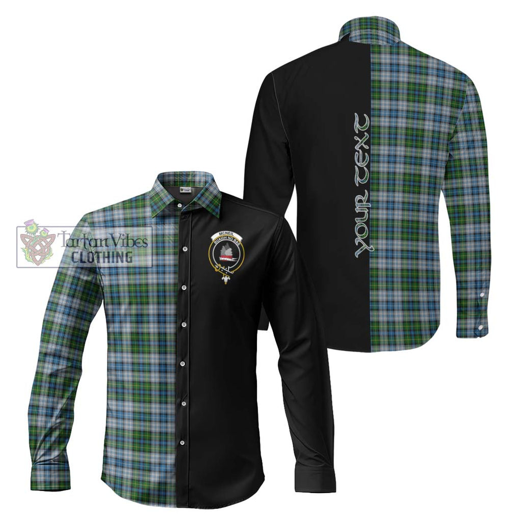 McNeil Dress Tartan Long Sleeve Button Shirt with Family Crest and Half Of Me Style Men's Shirt S - Tartanvibesclothing Shop