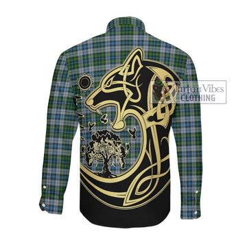 McNeil Dress Tartan Long Sleeve Button Shirt with Family Crest Celtic Wolf Style Men's Shirt - Tartan Vibes Clothing