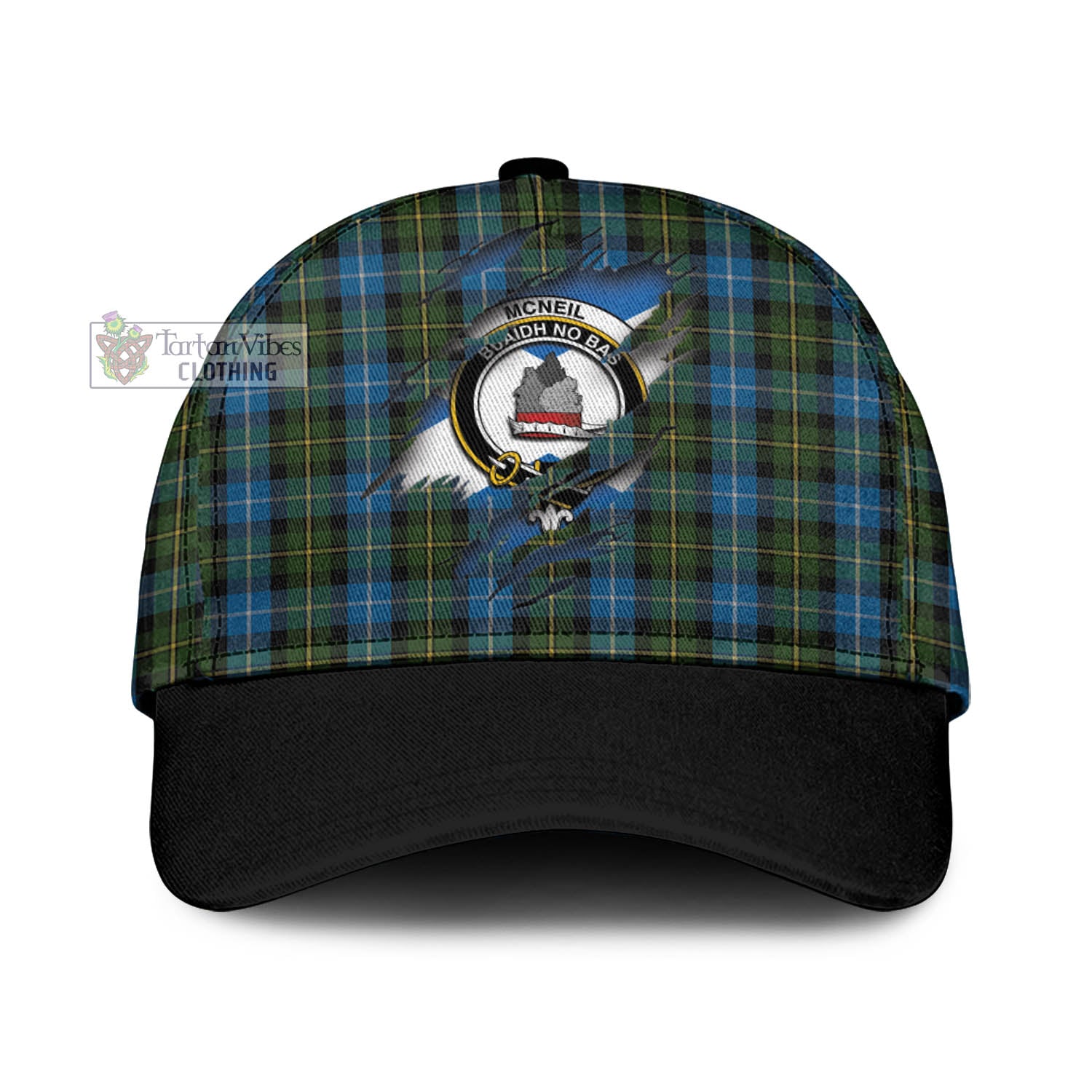 Tartan Vibes Clothing McNeil of Barra Tartan Classic Cap with Family Crest In Me Style