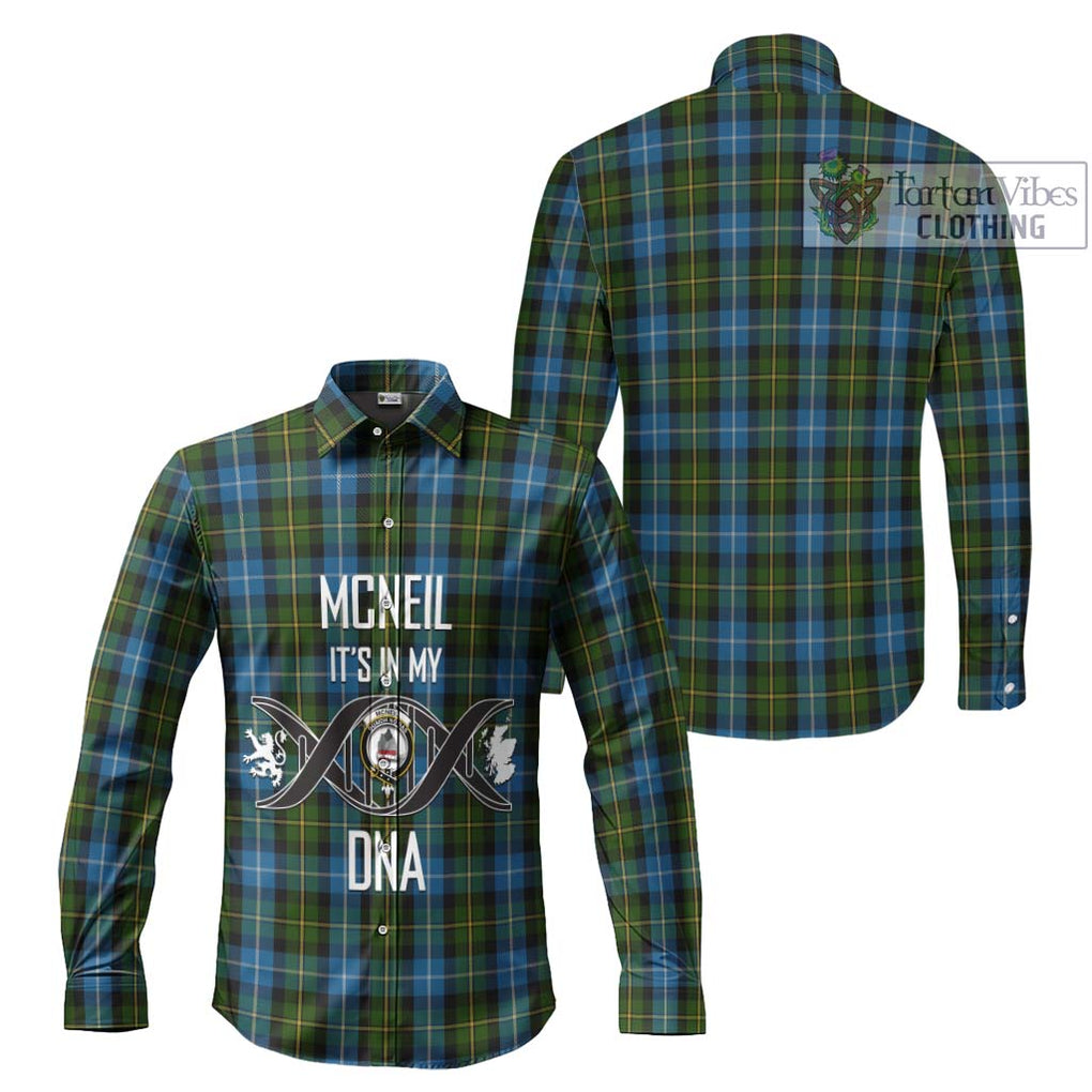 McNeil of Barra Tartan Long Sleeve Button Shirt with Family Crest DNA In Me Style Men's Shirt - Tartanvibesclothing Shop