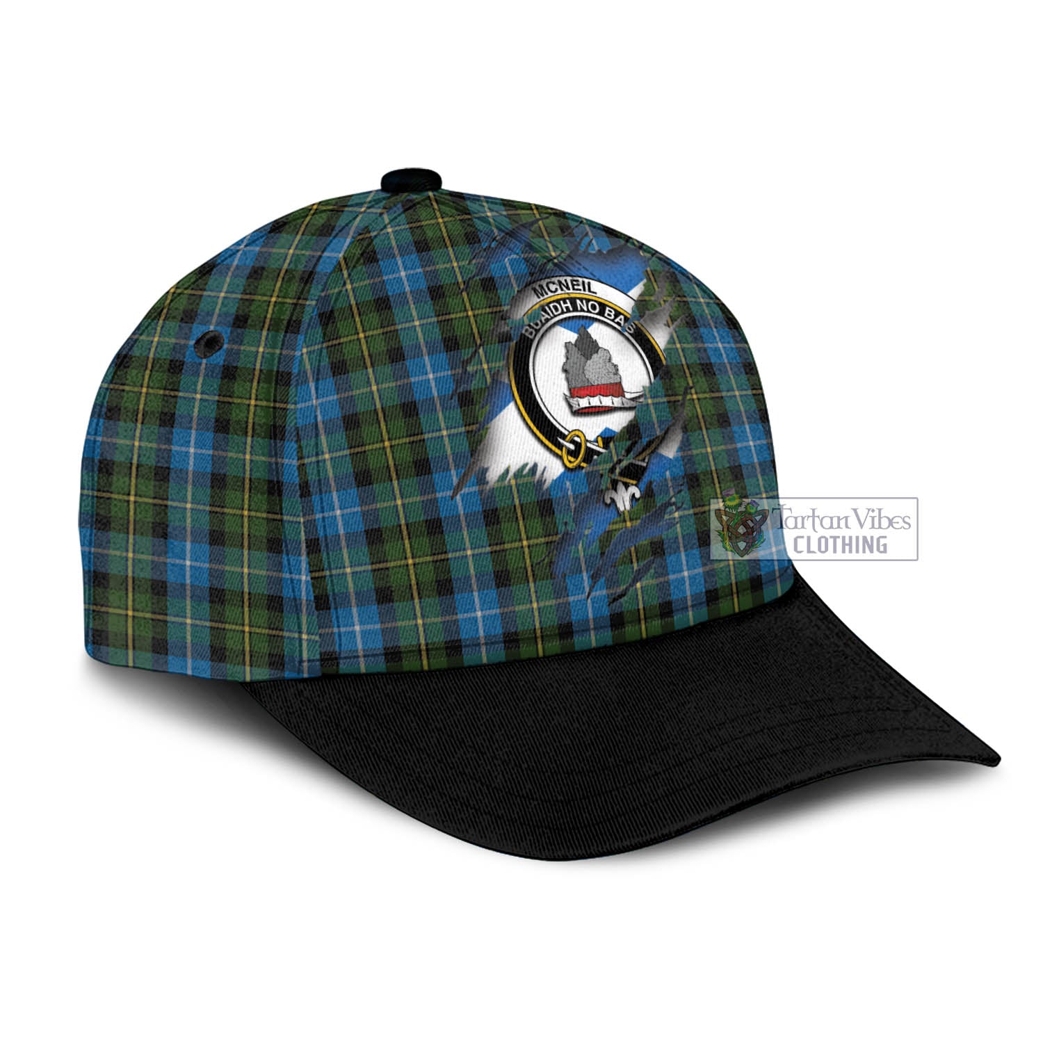 Tartan Vibes Clothing McNeil of Barra Tartan Classic Cap with Family Crest In Me Style