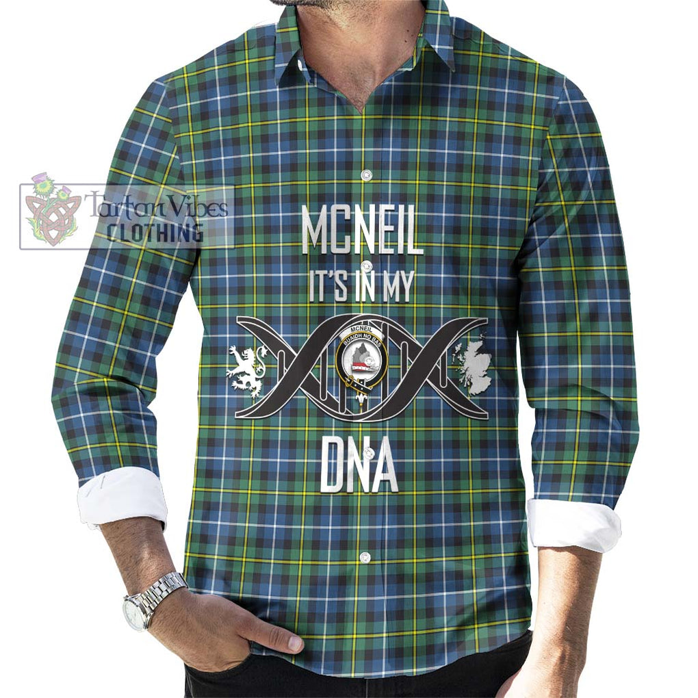 McNeil of Barra Ancient Tartan Long Sleeve Button Shirt with Family Crest DNA In Me Style Men's Shirt S - Tartanvibesclothing Shop