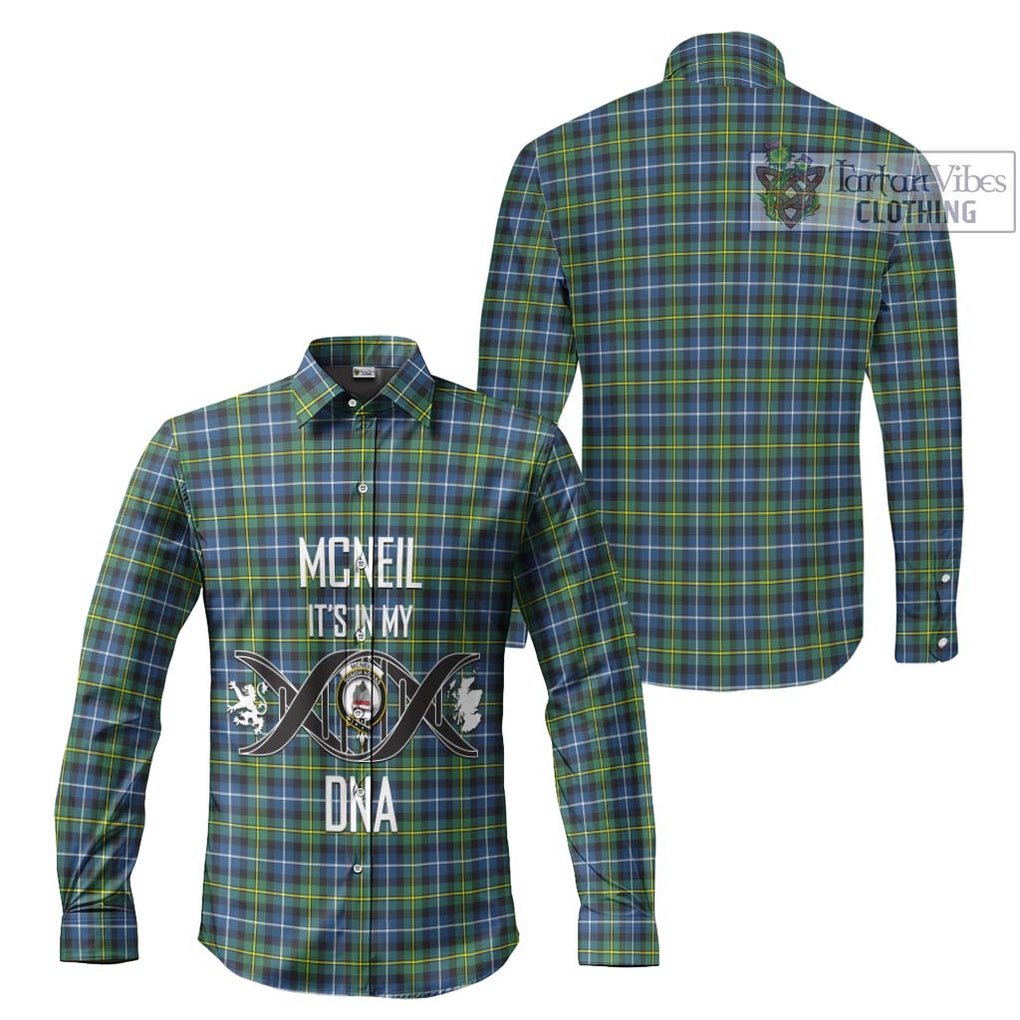 McNeil of Barra Ancient Tartan Long Sleeve Button Shirt with Family Crest DNA In Me Style Men's Shirt - Tartanvibesclothing Shop