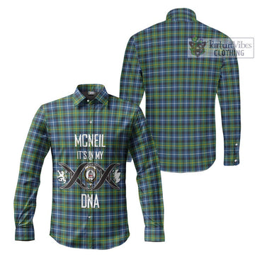 McNeil of Barra Ancient Tartan Long Sleeve Button Shirt with Family Crest DNA In Me Style Men's Shirt - Tartanvibesclothing Shop