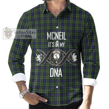 McNeil of Colonsay Tartan Long Sleeve Button Shirt with Family Crest DNA In Me Style Men's Shirt S - Tartanvibesclothing Shop