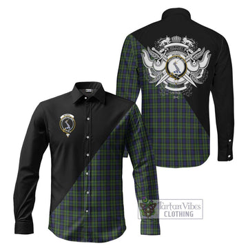 McNeil of Colonsay Tartan Long Sleeve Button Shirt with Family Crest and Military Logo Style Men's Shirt S - Tartanvibesclothing Shop