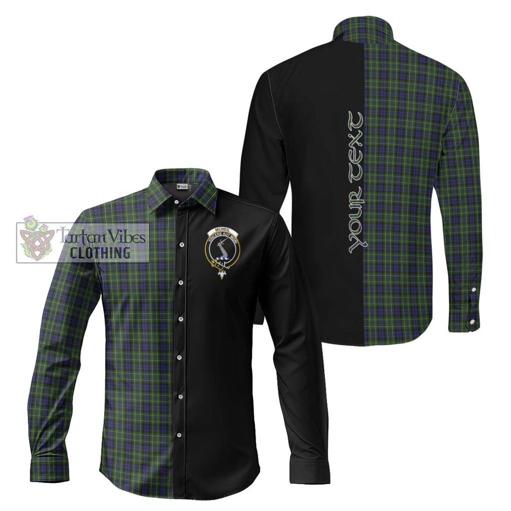 McNeil of Colonsay Tartan Long Sleeve Button Shirt with Family Crest and Half Of Me Style Men's Shirt S - Tartanvibesclothing Shop