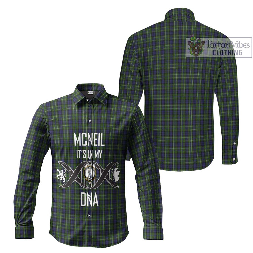 McNeil of Colonsay Tartan Long Sleeve Button Shirt with Family Crest DNA In Me Style Men's Shirt - Tartanvibesclothing Shop